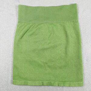 SOQQ Ribbed Bodycon Mini Skirt Size Small Green High Waist Stretchy Seamless Fit